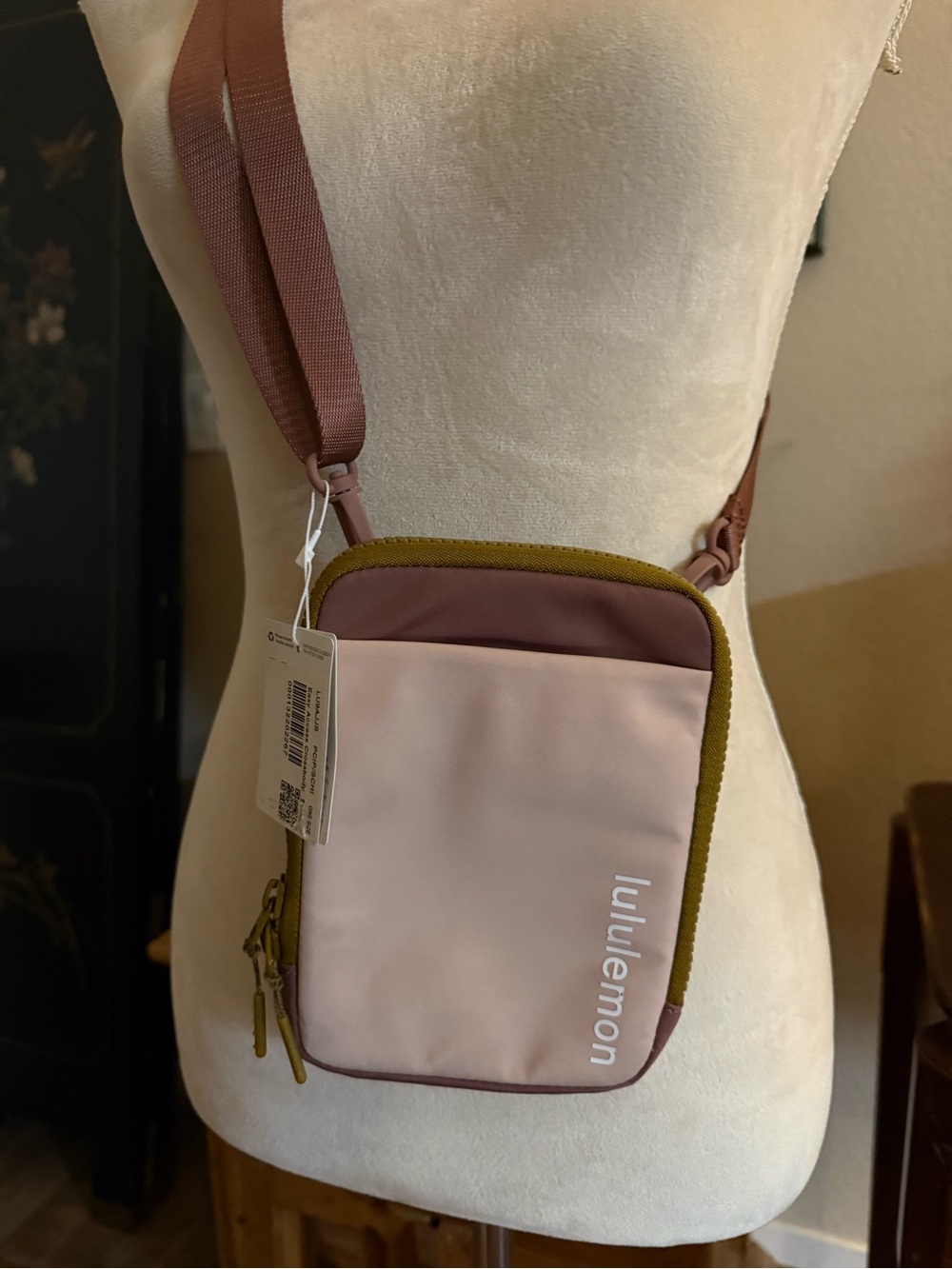 lululemon athletica Pink Crossbody Bag with Olive Trim